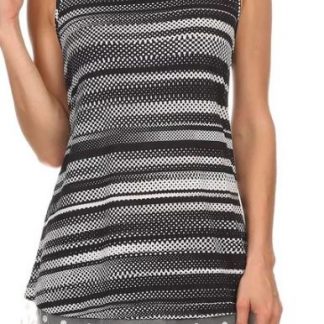 Dark Striped Tunic with Lace Trim