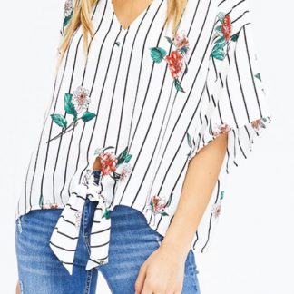 Ivory White Floral Print Top