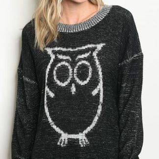 Black Owl Print Sweater