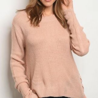 Rose Knit Sweater with Lace up Detail
