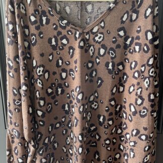 Mocha Leopard Print Knit Top