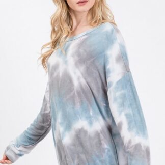 Blue Tie Dye Long Sleeve Sweater