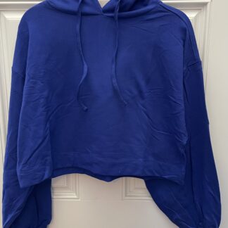 Bright Blue Dropped Shoulder Cropped Hoodie