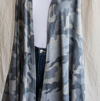 Army Print Sleeveless Cardigan - Curvy