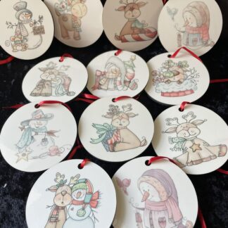 Snowman and Reindeer Ornaments