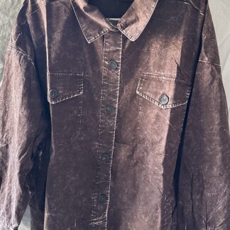 Brown Cotton Woven Vintage Washed Shacket
