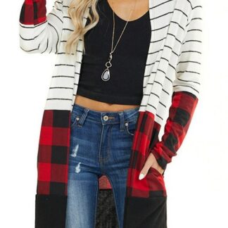 Strip and Buffalo Plaid Cardigan