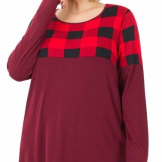 Burgundy Plaid Color Block